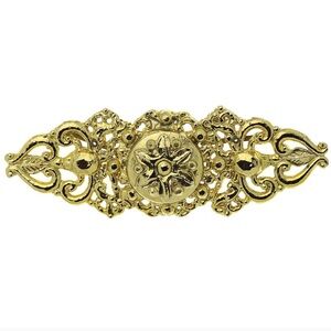 XL Vintage Gold Tone Bar Brooch